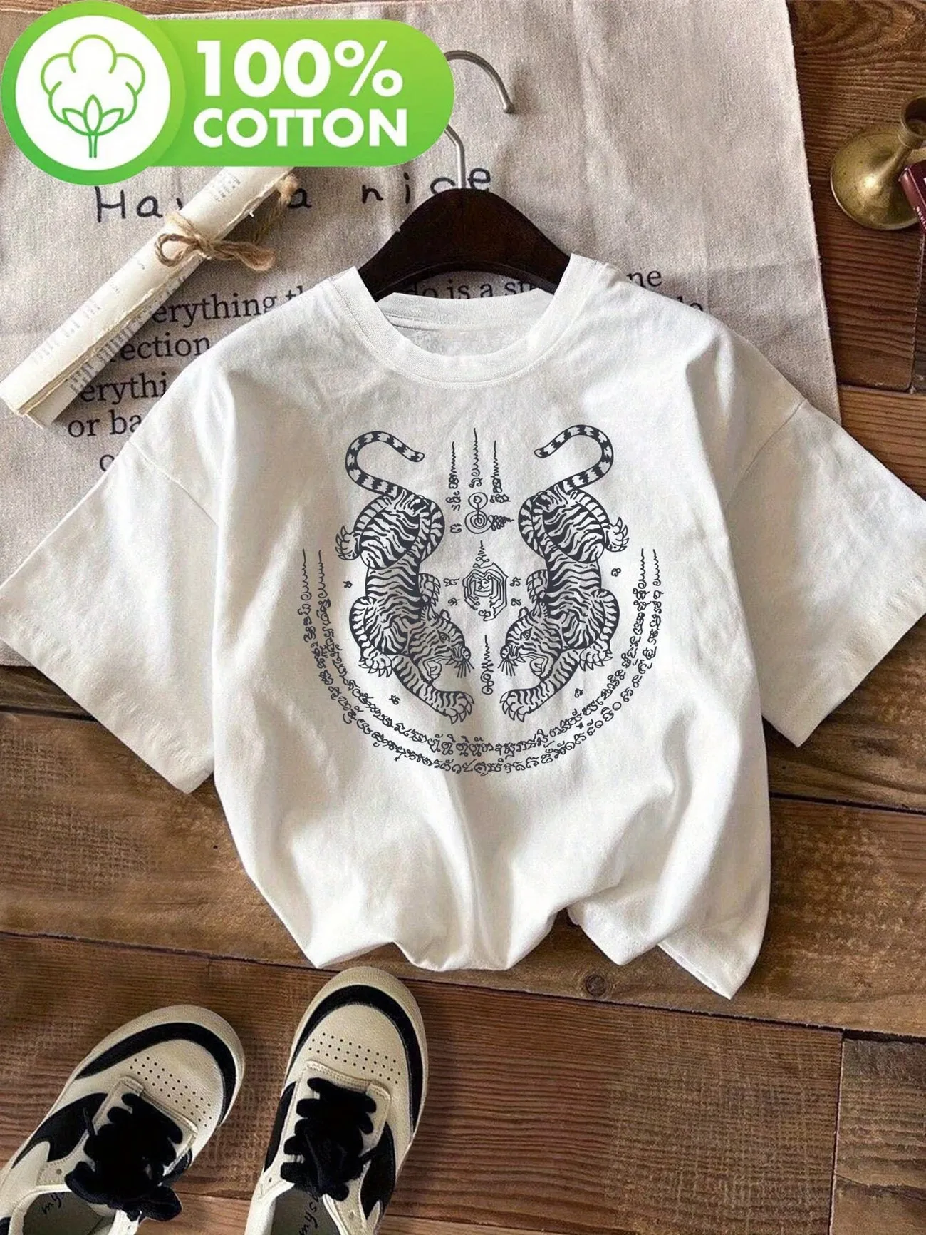 Vintage Tiger Women's Retro Tiger Animal Print T-Shirt Cotton Loose Crew Neck Short Sleeve Top Shirt Summer T Shirt