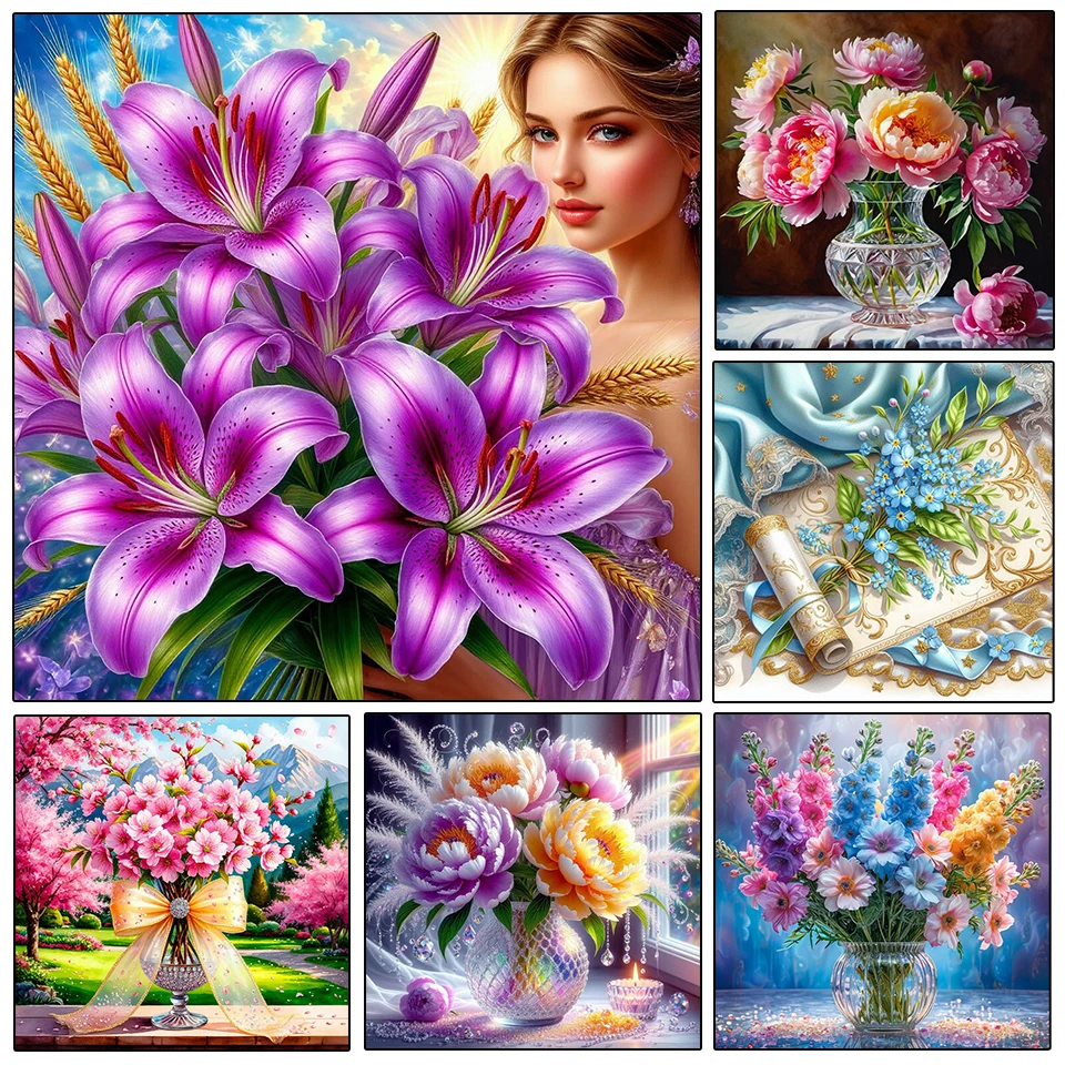 

2025 Diamond Art Painting Set Flower Women Diamond Embroidery Handmade Mosaic Cross Embroidery Rhinestone Home Decoration Gift