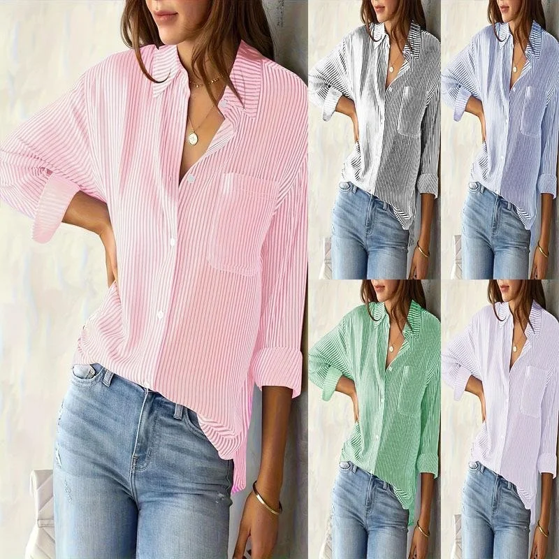 

Повседневный женский открытый кардиган с принтом в полоску Long Sve irt Faionable, удобный, тонкий, из искусственного материала, не тонущий