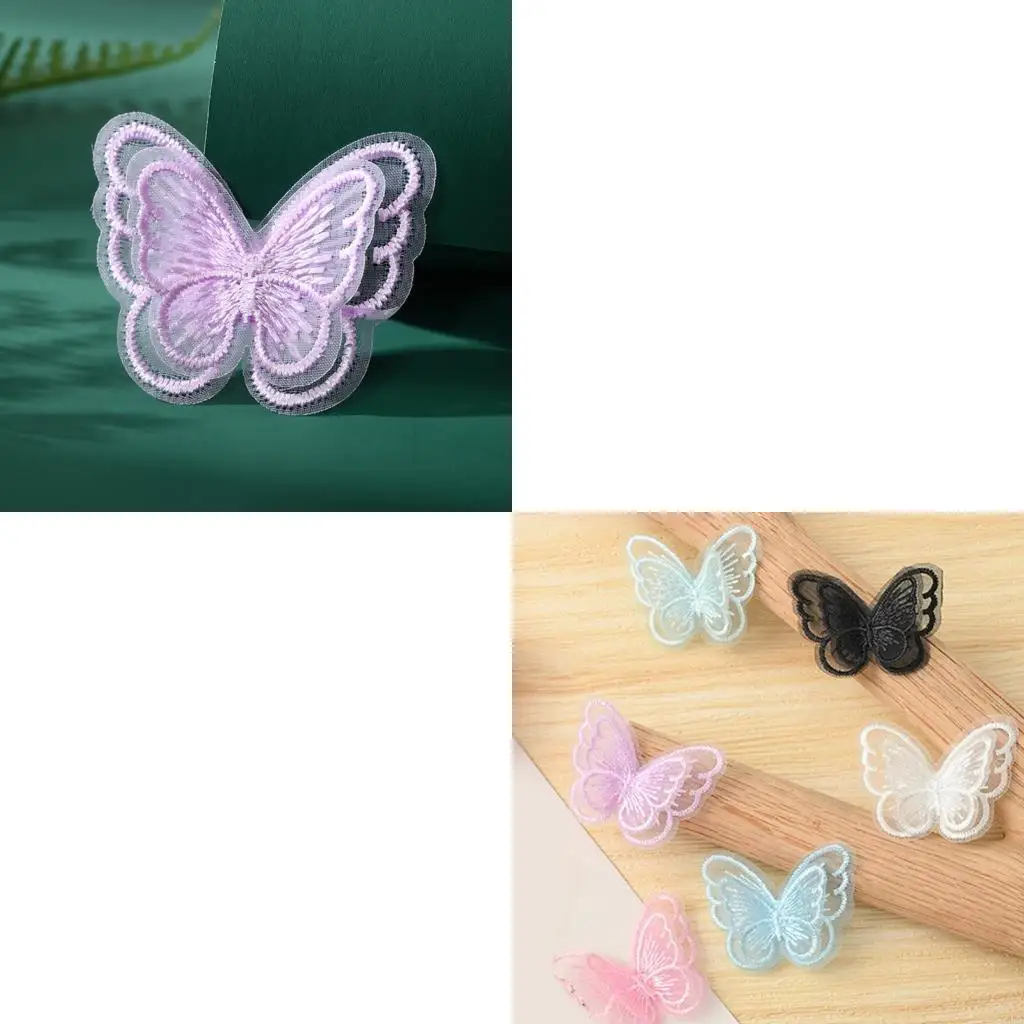

10Pcs Embroidery Butterfly Appliques Sew on Organza Patches for Sewing Clothing Y166