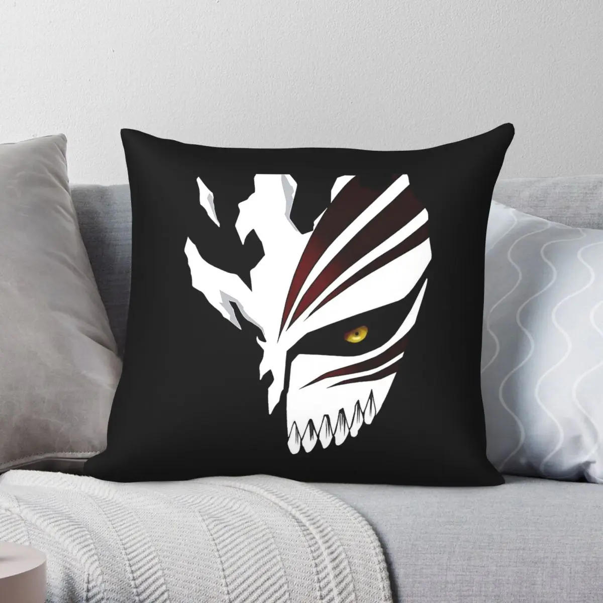 Bleach Ichigo Kurosaki Hollow Mask Square Pillowcase Polyester Linen Velvet Printed Zip Decor Pillow Case Sofa Cushion Cover