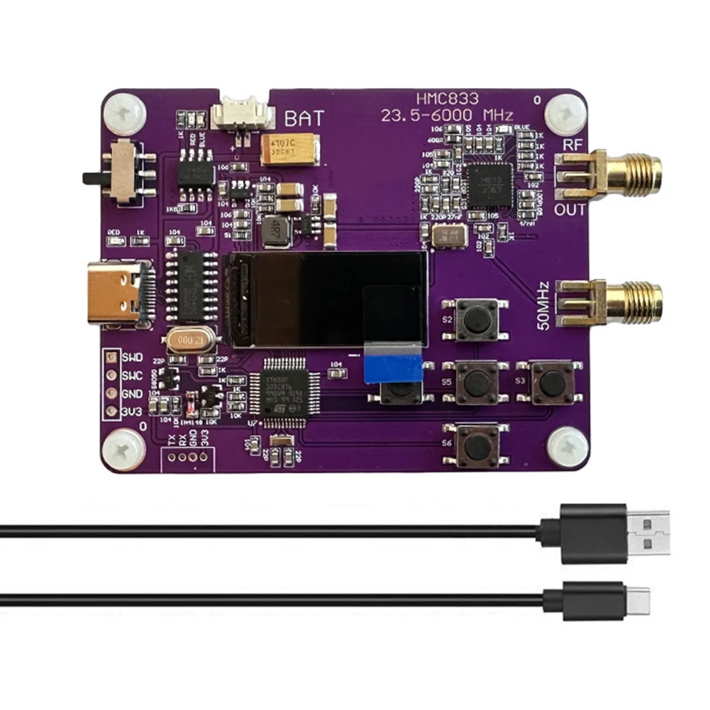

HMC833 6GHz Signal Source 23.5-6000MHz RF Module Consists of Serial Control CH2 support -5dB power regulation Upgrade