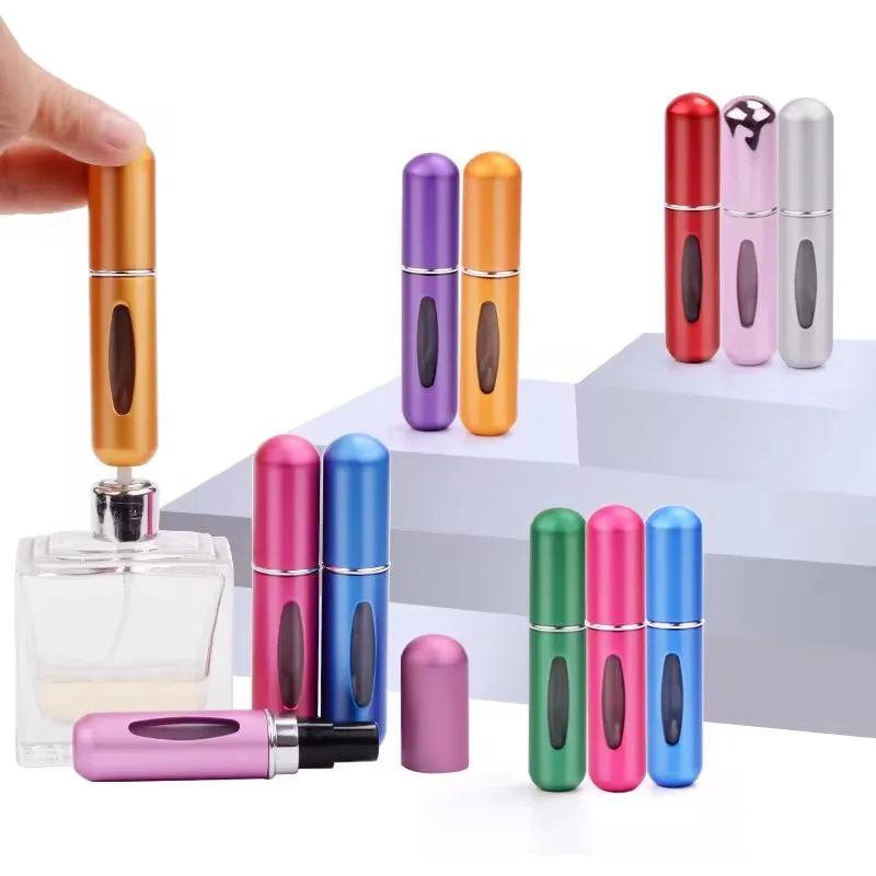 Atomizador de Perfume portátil de 5/8ml, contenedores de Cosméticos líquidos, botellas rellenables de Alcohol para viaje, botella de Spray vacía