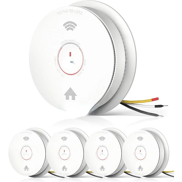 

Hardwired Interconnected Smoke Detector Carbon Monoxide Detector Combo with 2 AA Batteries Back Up, 2 in 1 Smoke and CO