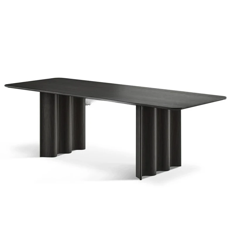 

Длинный стол в средневековом стиле, современный простой обеденный стол из цельного дерева, дизайнерский прямоугольный домашний обеденный стол в бревенчатом стиле