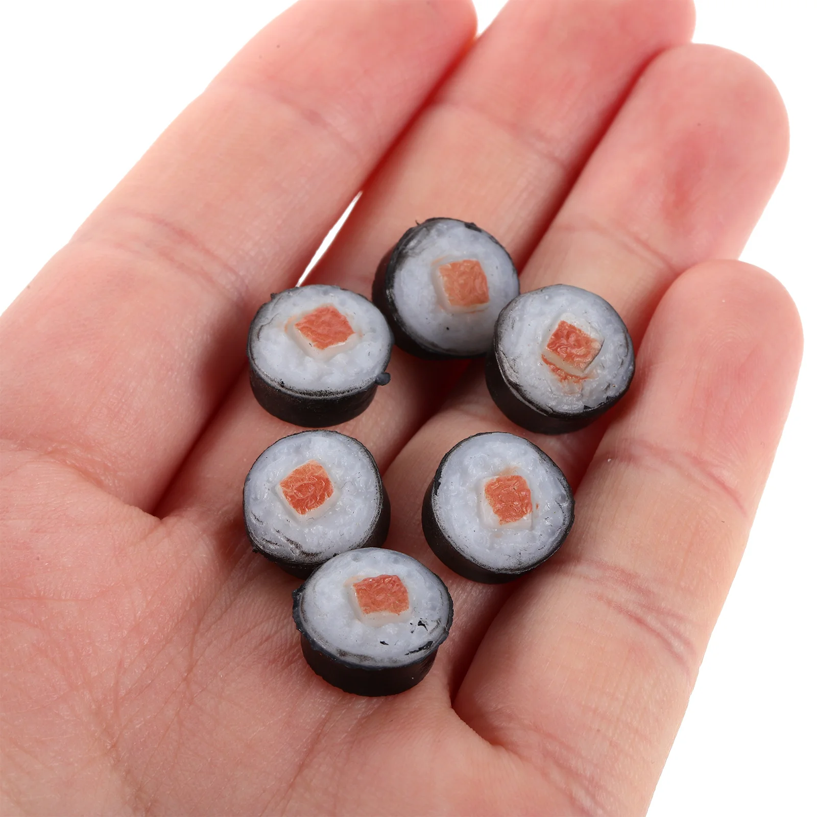 

10pcs Miniature Food House Onigiri Japanese Style Mould Miniatures Small Faux Simulated Sushi Pieces Lifelike