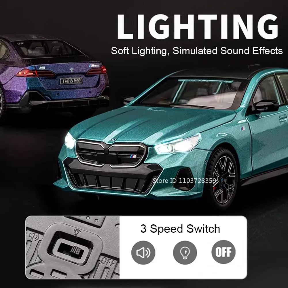 1:24 I5M60 Model Toy Miniature Cars Alloy Diecast 760Li SUV Sound Light 6 Doors Opened Pull Back Ornament Car Toys for Kid Gifts