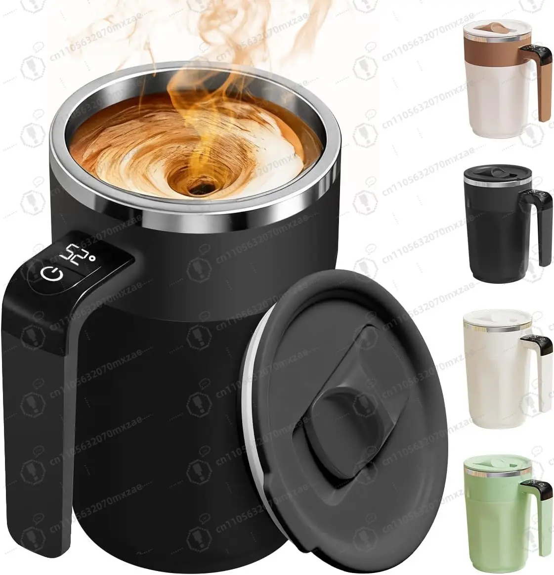 

Rechargeable Self Stirring Coffee Mug 13.5oz Stainless Steel Automatic Stirring Cup with Lid Temperature Display