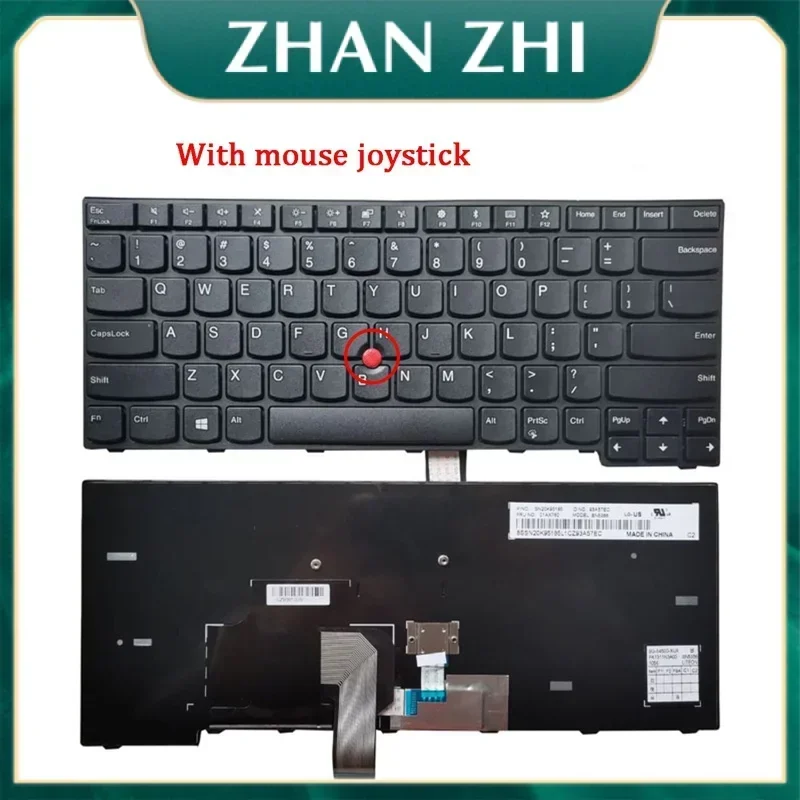 Novo teclado de substituição para laptop compatível com Lenovo E450 E460 E470 e470c e455 e450c w450 e465 E475