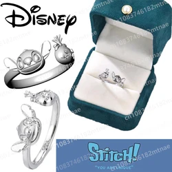 Disney-Anillo de plata de Anime Stitch para mujer, sortija ajustable de Lilo & Stitch, juguetes Kawaii, joyería de moda, regalos de cumpleaños