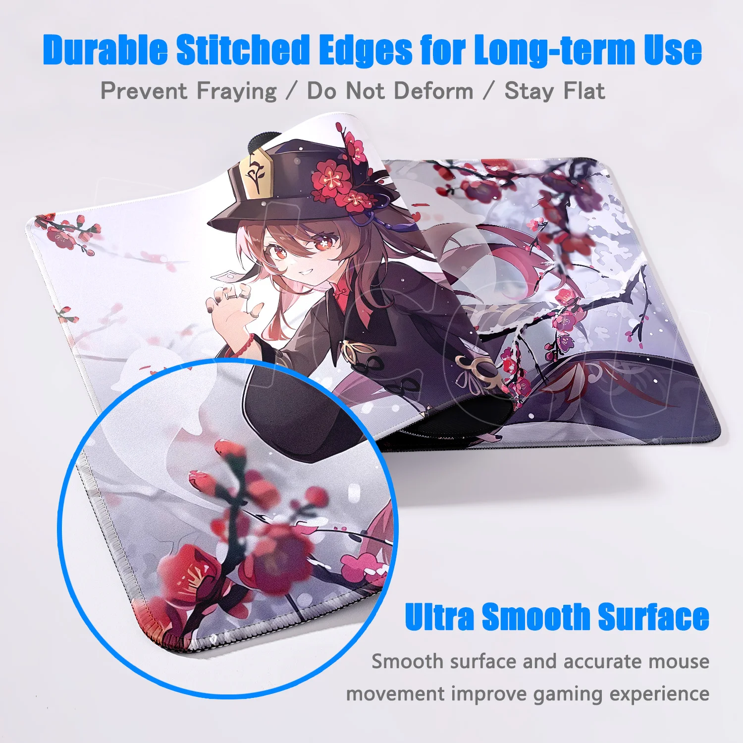 Anime Cute Hu Tao Mousepad Non-slip Rubber Gaming Genshin Impact Mouse Pad Keyboard Mat Computer PC Laptop Pad Game XXL Desk Mat - Image 4