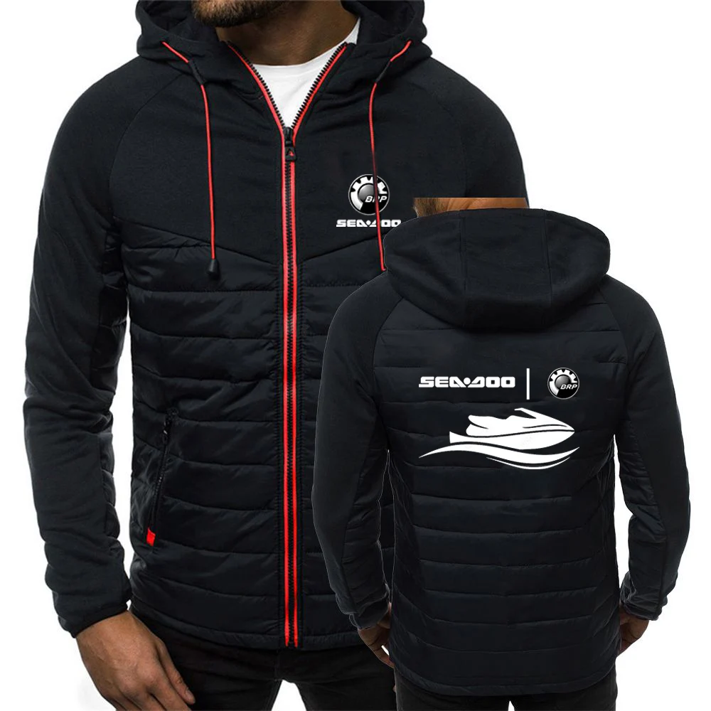 Sea Doo Seadoo Moto 2024 Men New Autumn and Winter Popular Patchwork Seven-color Cotton-padded Jacket Hooded Coats Printing Tops