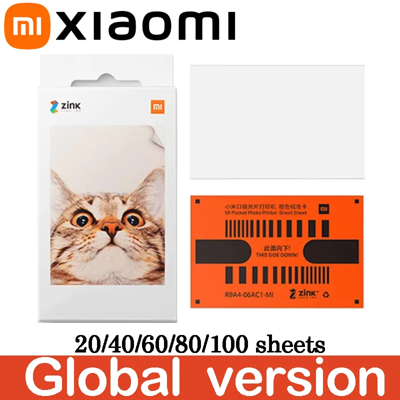 Global Version Original Xiaomi ZINK Pocket Printer Paper Self-adhesive Photo Print For Xiaomi 3-inch Mini Pocket Photo Printer