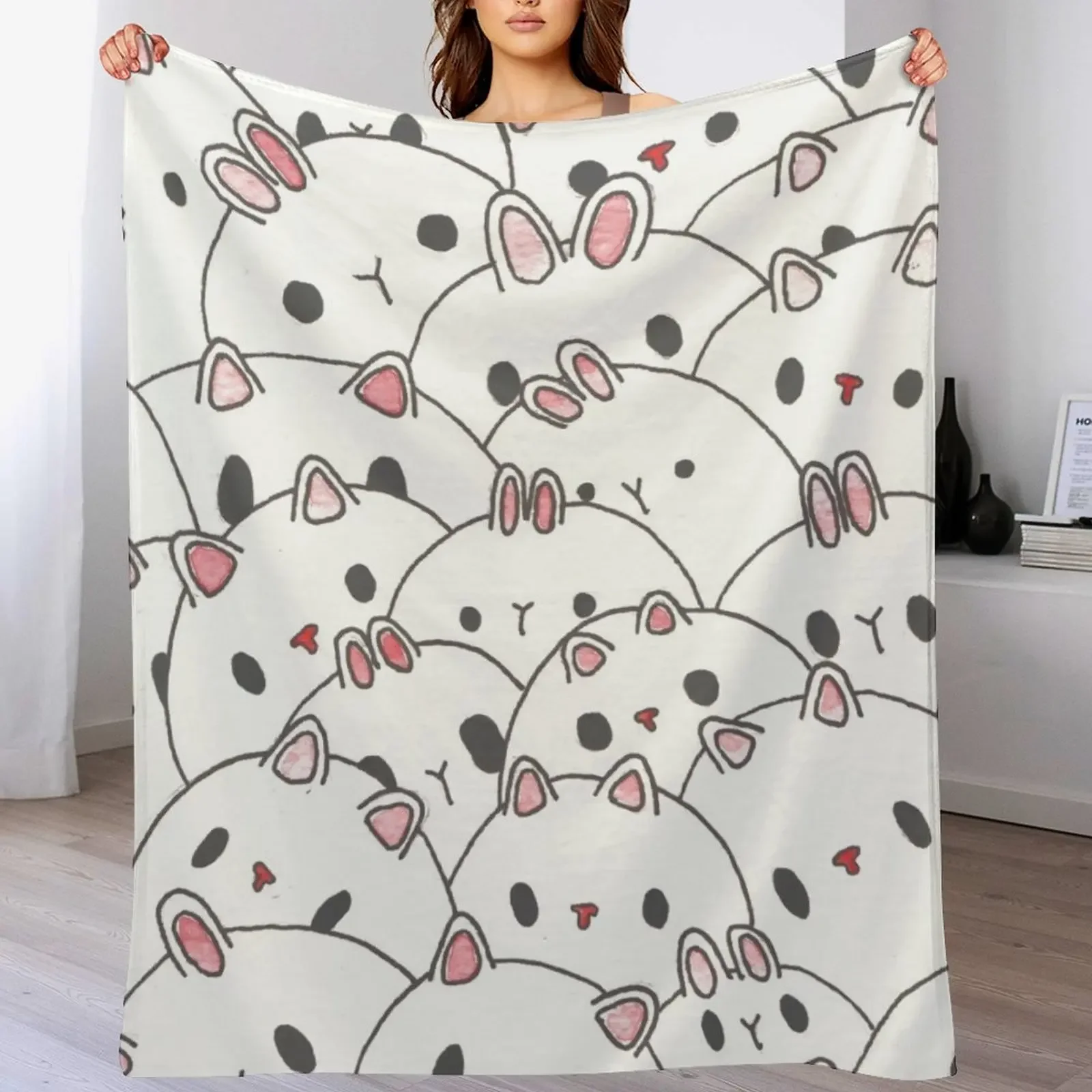 

New Cute bunnies and cats Throw Blanket heavy to sleep Summer Blankets