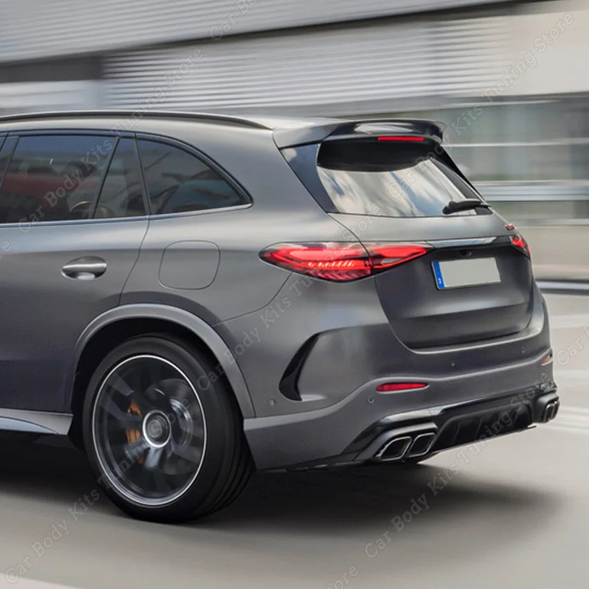 For Mercedes Benz GLC Class X254 AMG Line 2023-2024+ Car Rear Bumper Diffuser Wind Knife Trim Body Kits Gloss Black/Carbon Look