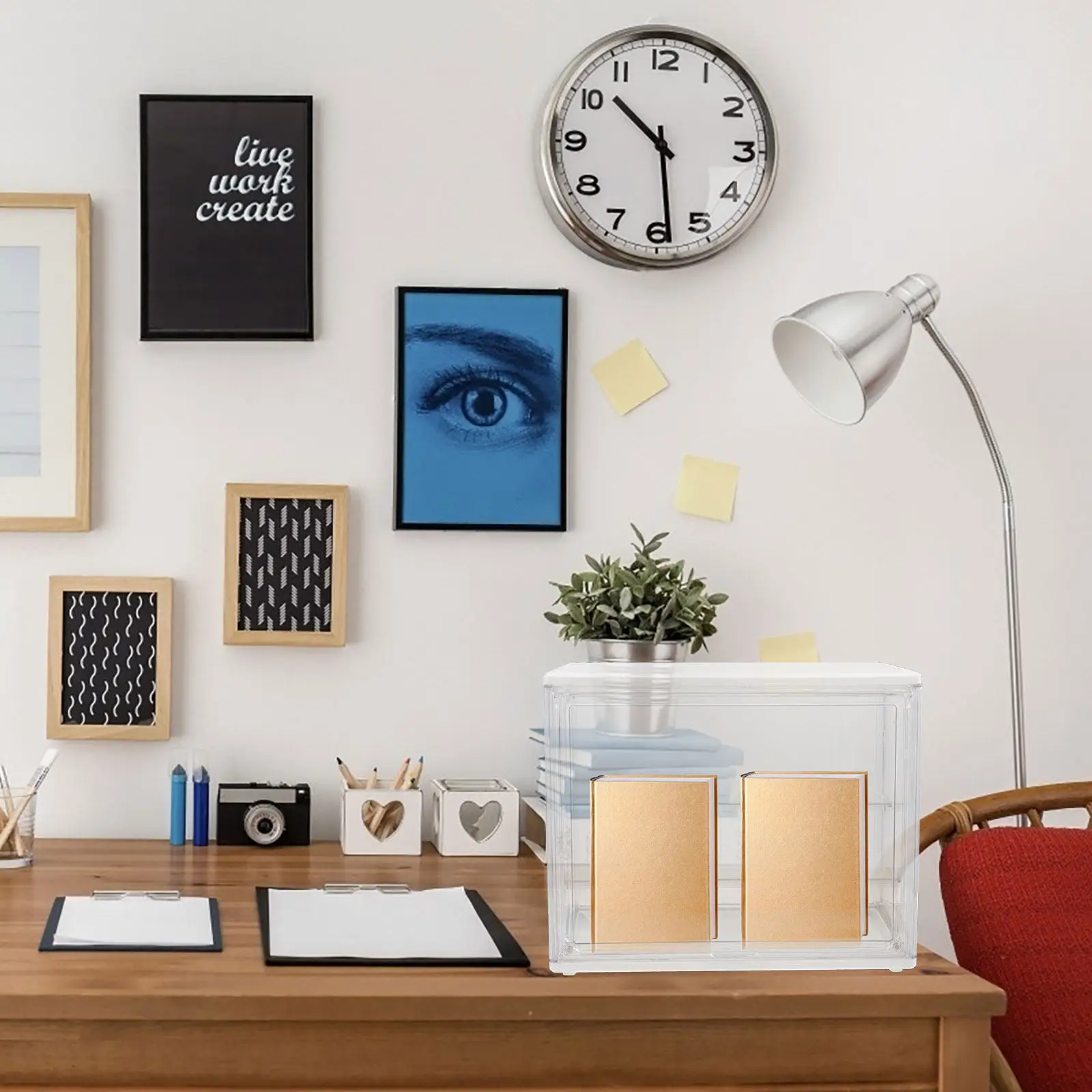 

Складной контейнер для хранения, прозрачный органайзер для книг, съемная полка, демонстрационный бокс для коллекций, акриловый контейнер