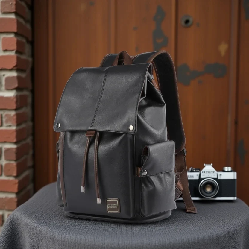 

Кожаный мужской рюкзак, винтажный рюкзак для ноутбука 15,6 дюйма, водонепроницаемый прочный дорожный рюкзак, кожаный рюкзак для колледжа