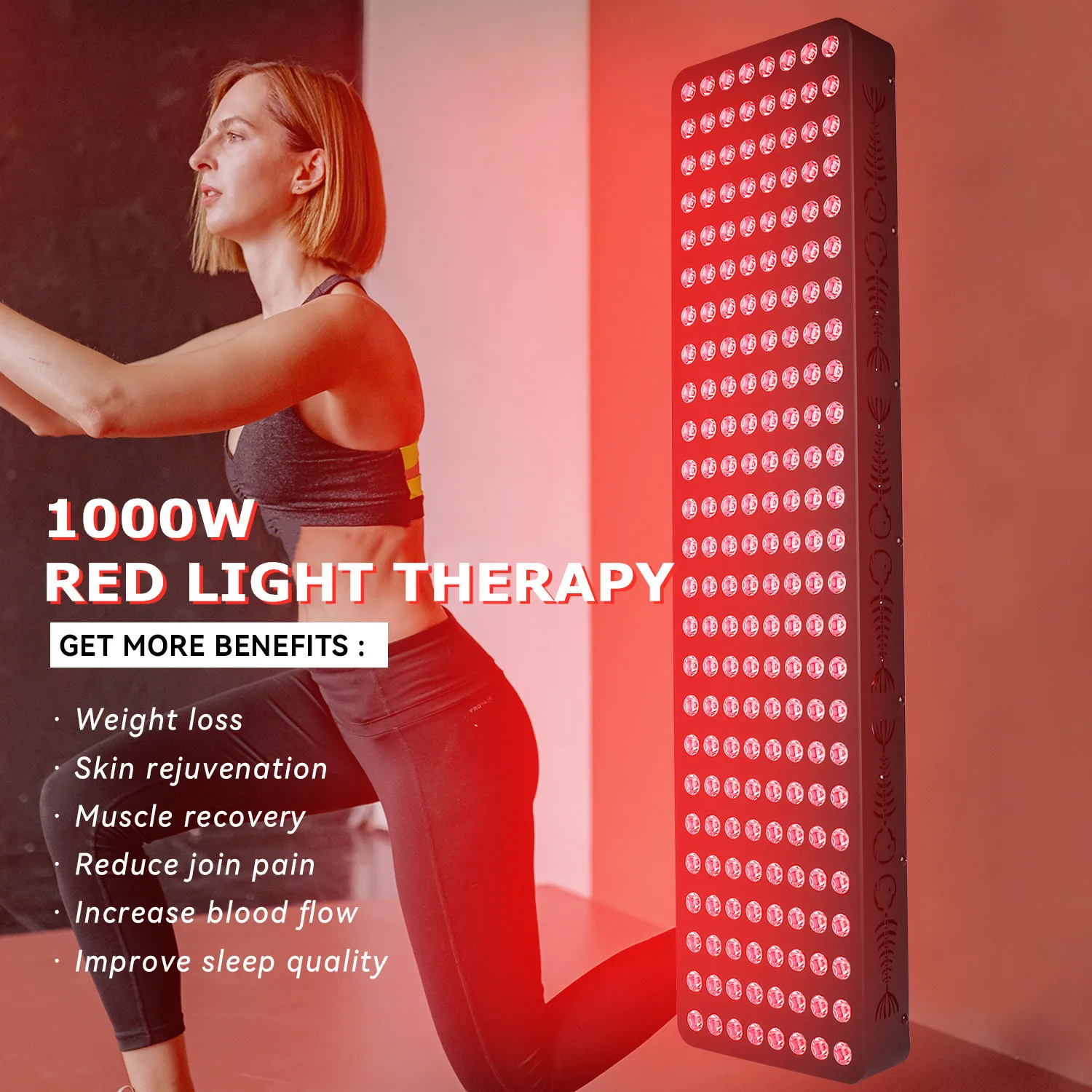 

Upgrade 1000W LED Infrared Therapy Lamp, 660nm + 850nm Dual-Chip, Touch Control, Dual-Channel Timer, Pain Relief