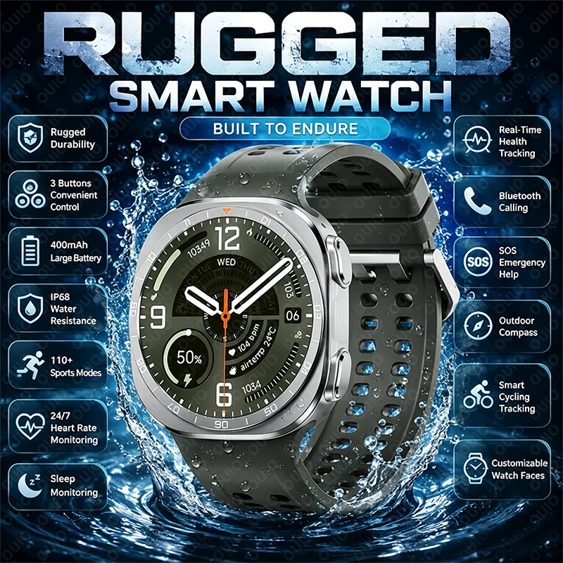 New Smart Watch IP68 Waterproof 110+ Sports Modes Heart Rate Monitoring Sleep Monitoring Bluetooth Calling Compass Smart Watch