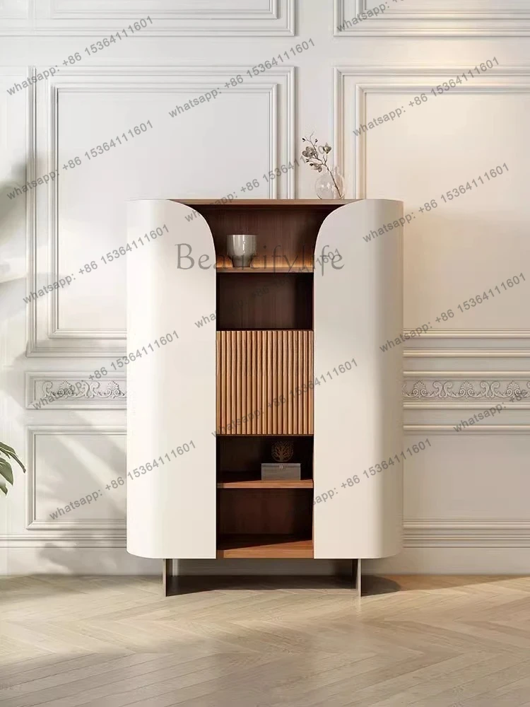 

Nordic solid wood wine cabinet light luxury high-end Italian home living room wall storage display cabinet