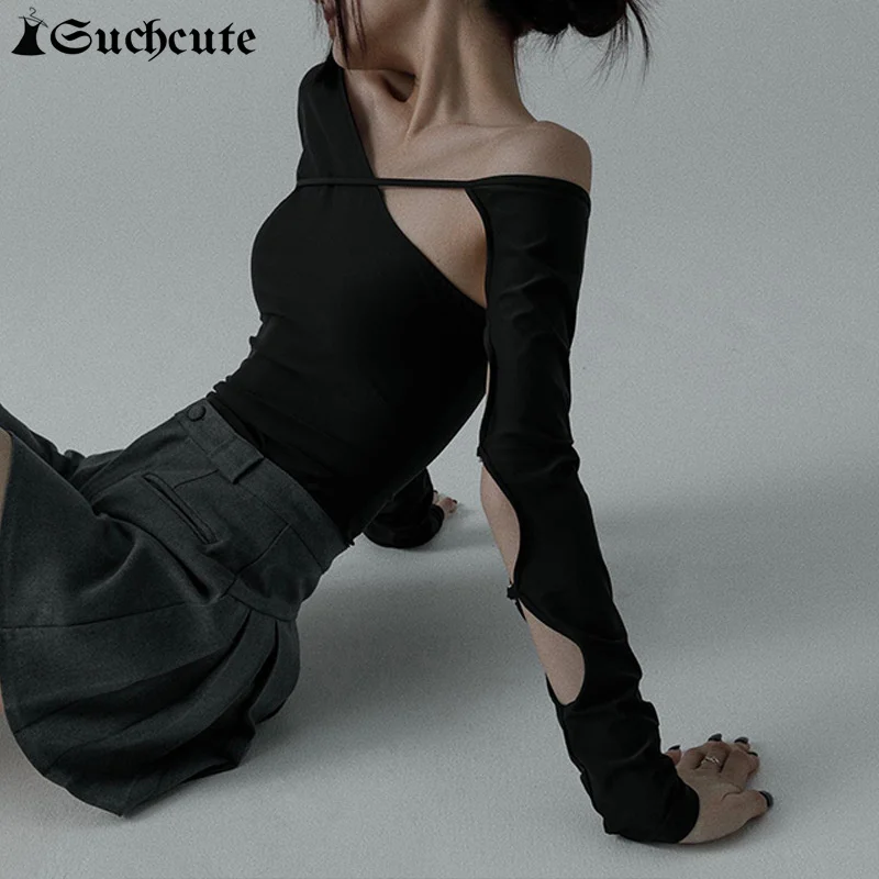 SUCHToxic-T-Shirt Manches sulfpour Femme, Noir, Sexy, Esthétique, Y2k, Y-Grunge, ix, Club, Nouvelle Collection