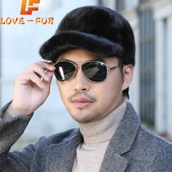 Fashion Winter Fashion Grandfather 100% Genuine Real Mink Fur Hat Natural Warm Mink Fur Caps Men Good Quality Real Mink Fur Hats