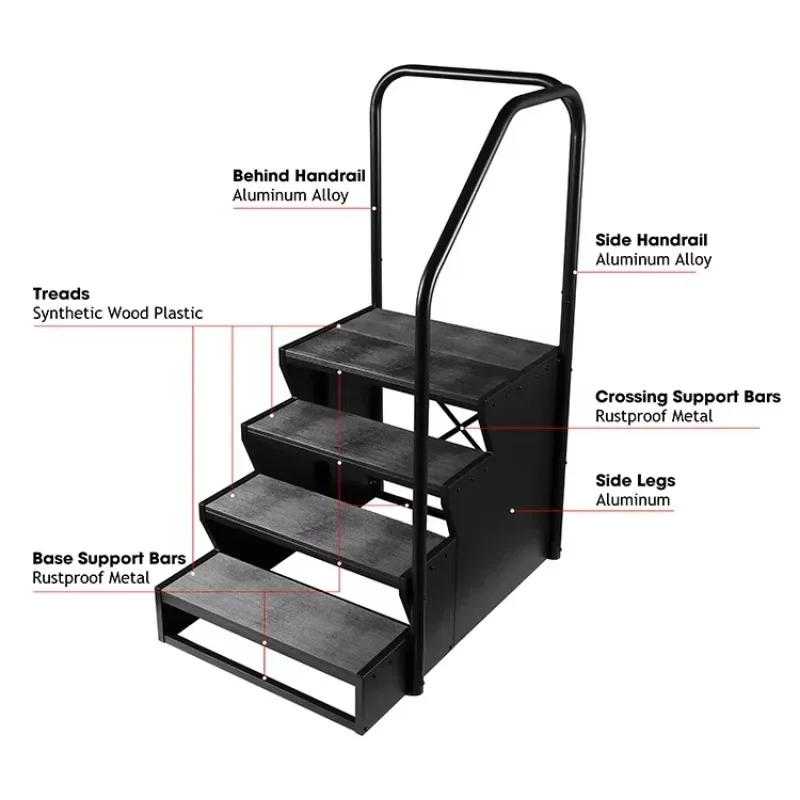 Aluminum alloy 4 tier step for swim spa with armrests spa steps non-slip super high suitable for outdoor large