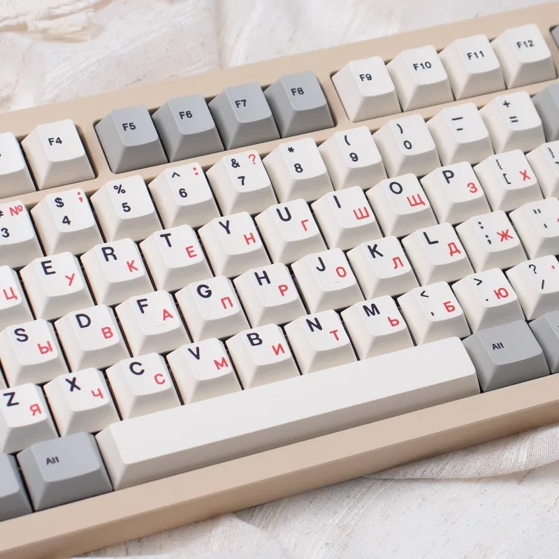 MiFuny Retro Rode Russische Thema Keycaps PBT Dye Cherry Profiel Aangepaste Witte Handgemaakte Game Keycaps voor Mechanisch Toetsenbord PC Gift