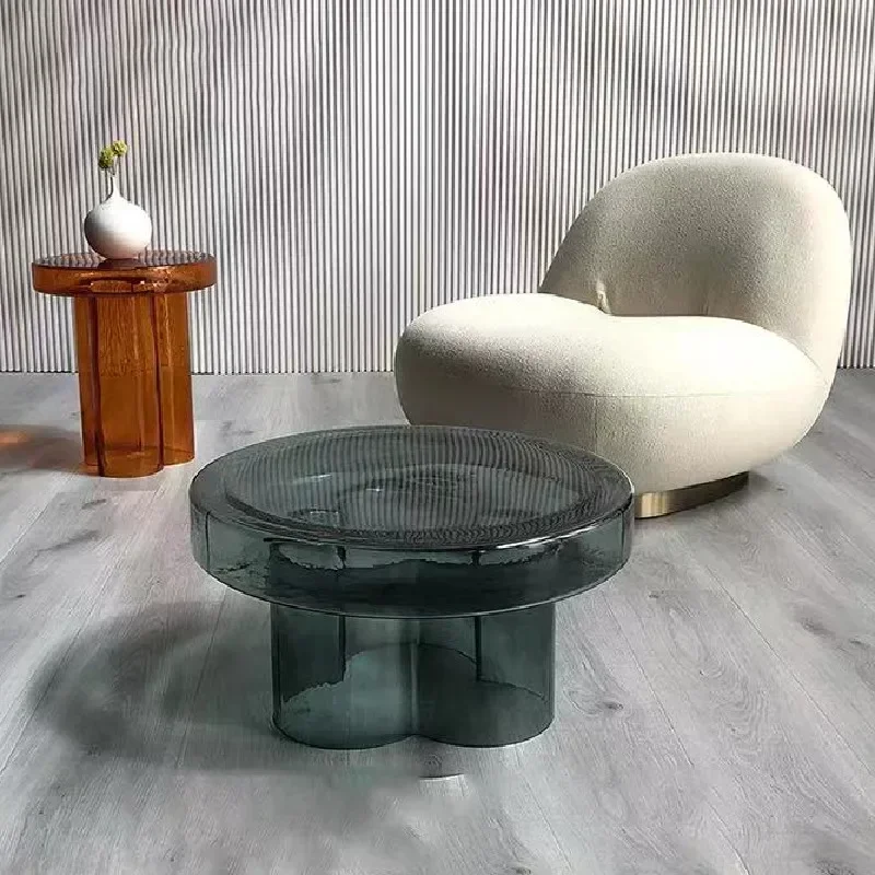 Modern creative light luxury colored glass coffee table model house villa people