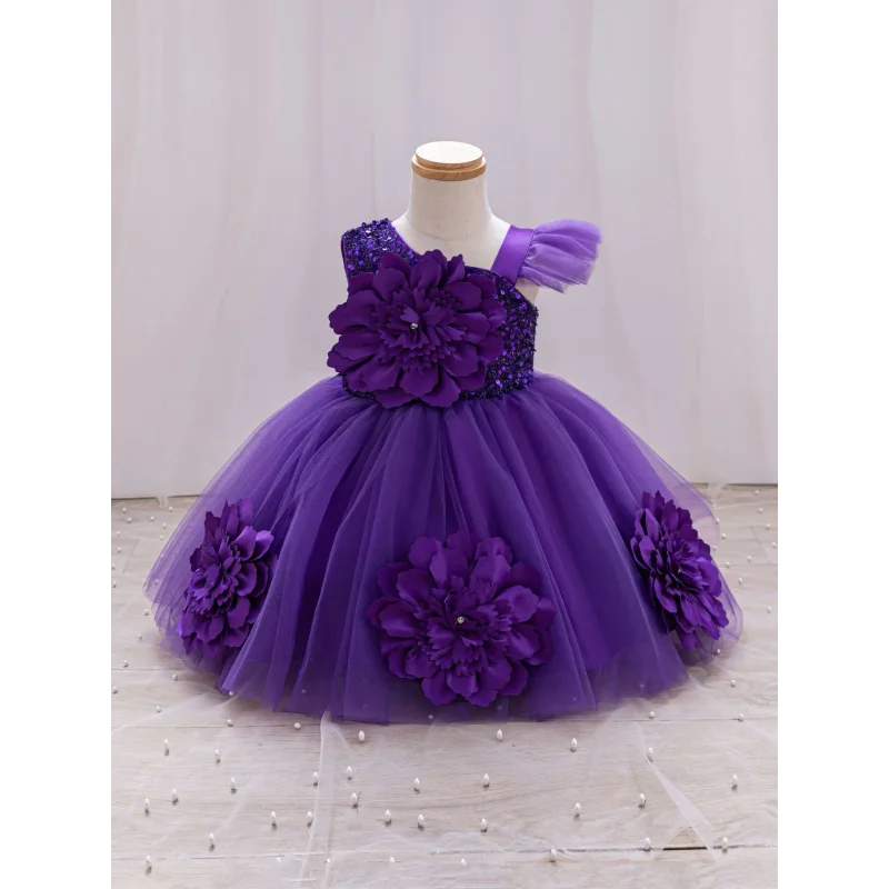 여아 공주 드레스 1-5세 아기 여아 웨딩 민소매 입체 나비 메쉬 카니발 생일 파티 이브닝 드레스