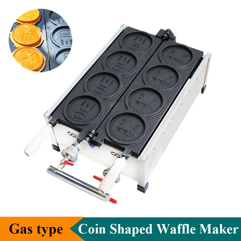 Professional 4pcs Coin Waffle Making Machine Nonstick Korean Saudi Japanese Coin Pattern Bread Waffle Maker Baking Machine