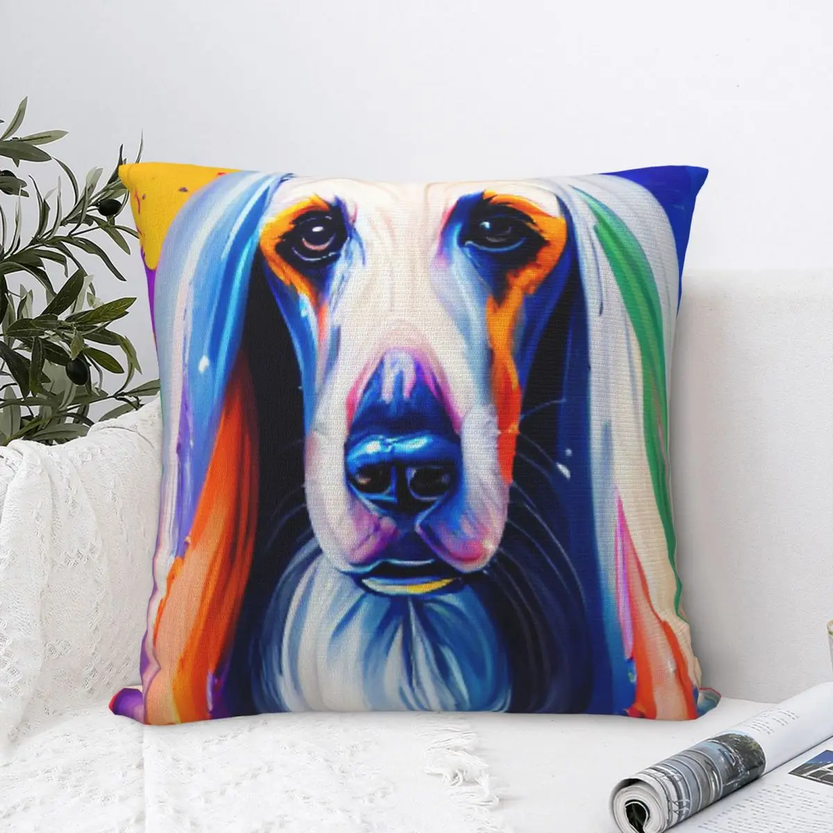 Beautiful Afghan Hound Square Pillowcase Polyester Pillow Cover Velvet Cushion Zip Decorative Comfort Throw Pillow For Home Sofa