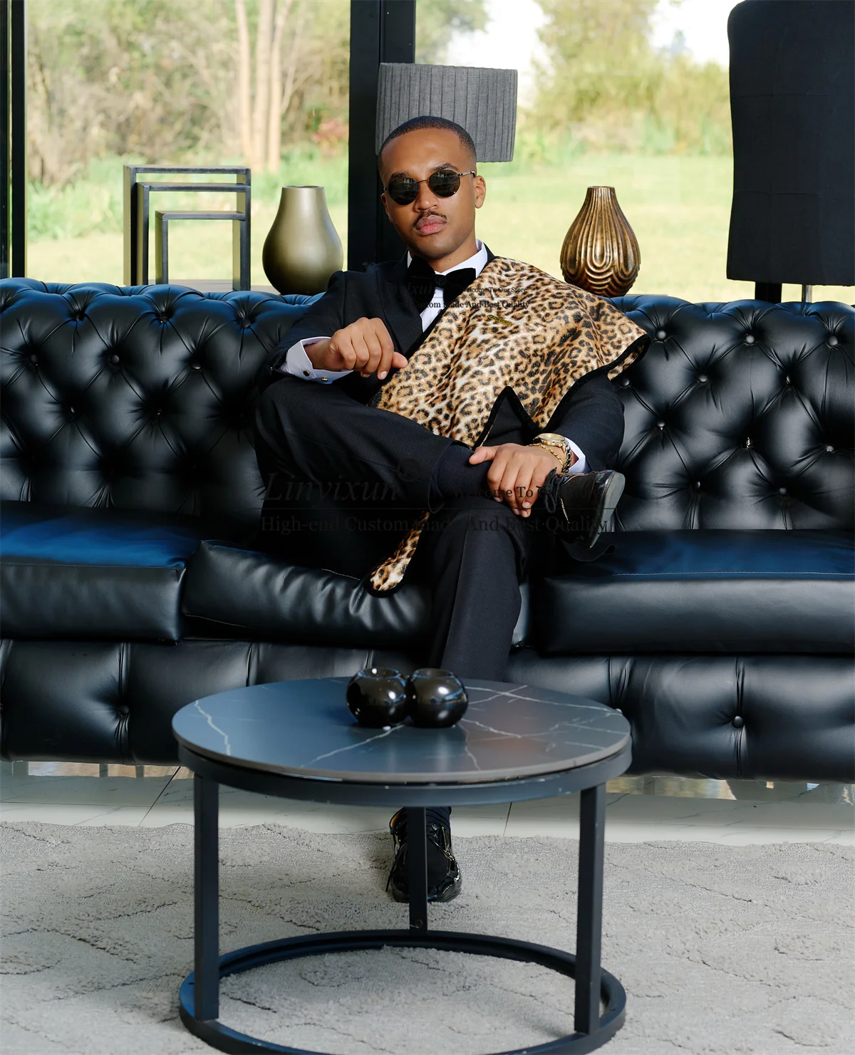 High-Quality Leopard Print Men Suits Customized Wedding Man Tuxedos Slim Fit Ropa Hombre 2 Pieces Sets Groom Male Party Blazers