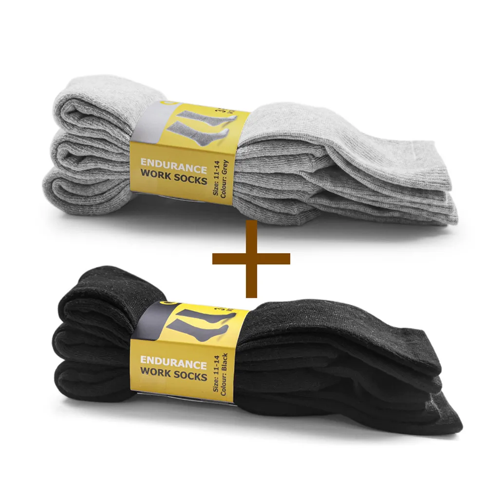 3 pairs Pack Thermal Work Sock, Thick Winter Terry Warm Endurance Crew Sock for Men/Women, Black and Gray