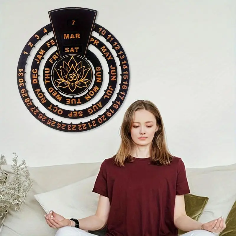 تقويم مكتبي دائم خشبي مكتب خشبي ريفي دائري تقويم مكتب عرض التاريخ كتلة التقويم الديكور لغرفة النوم