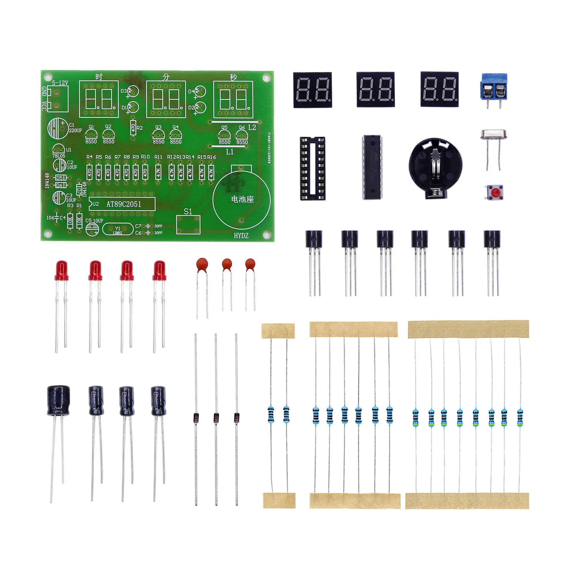 DIY Kits AT89C2051 Electronic Clock Digital Tube LED Display Suite Electronic Module Parts and Components DC 9V - 12V