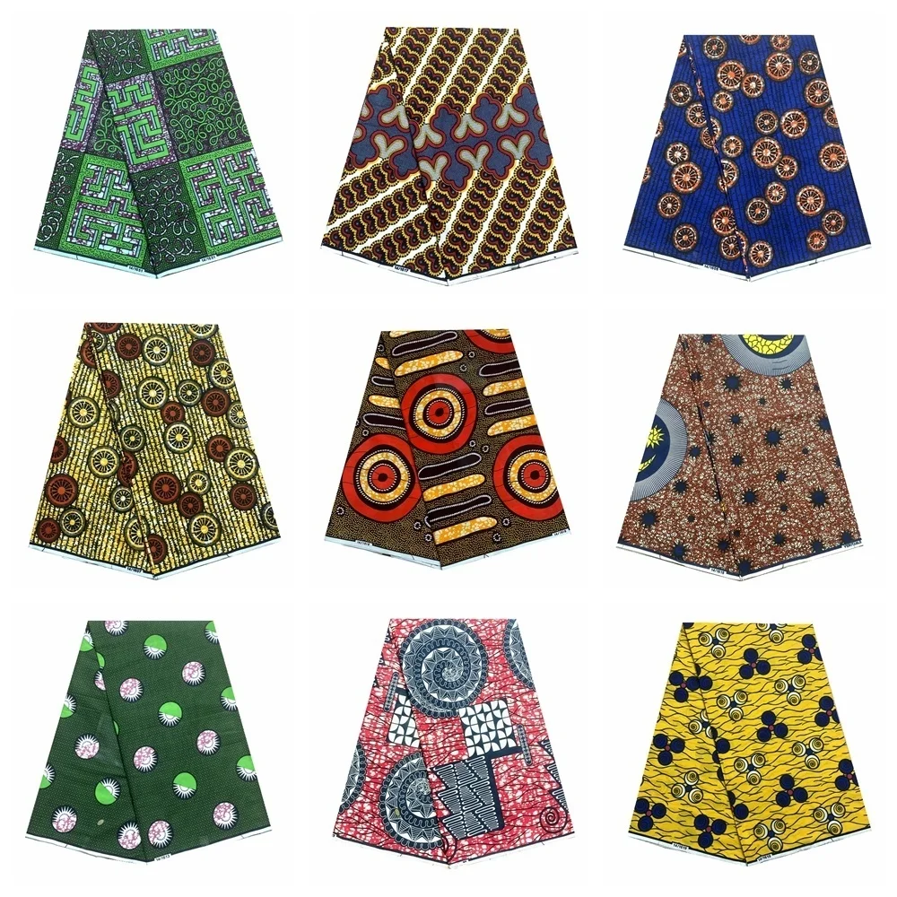 

2024 Green Ankara African Wax Prints 100% cottonr Fabric Binta Real Wax High Quality 6 yard African Fabric for Party Dress