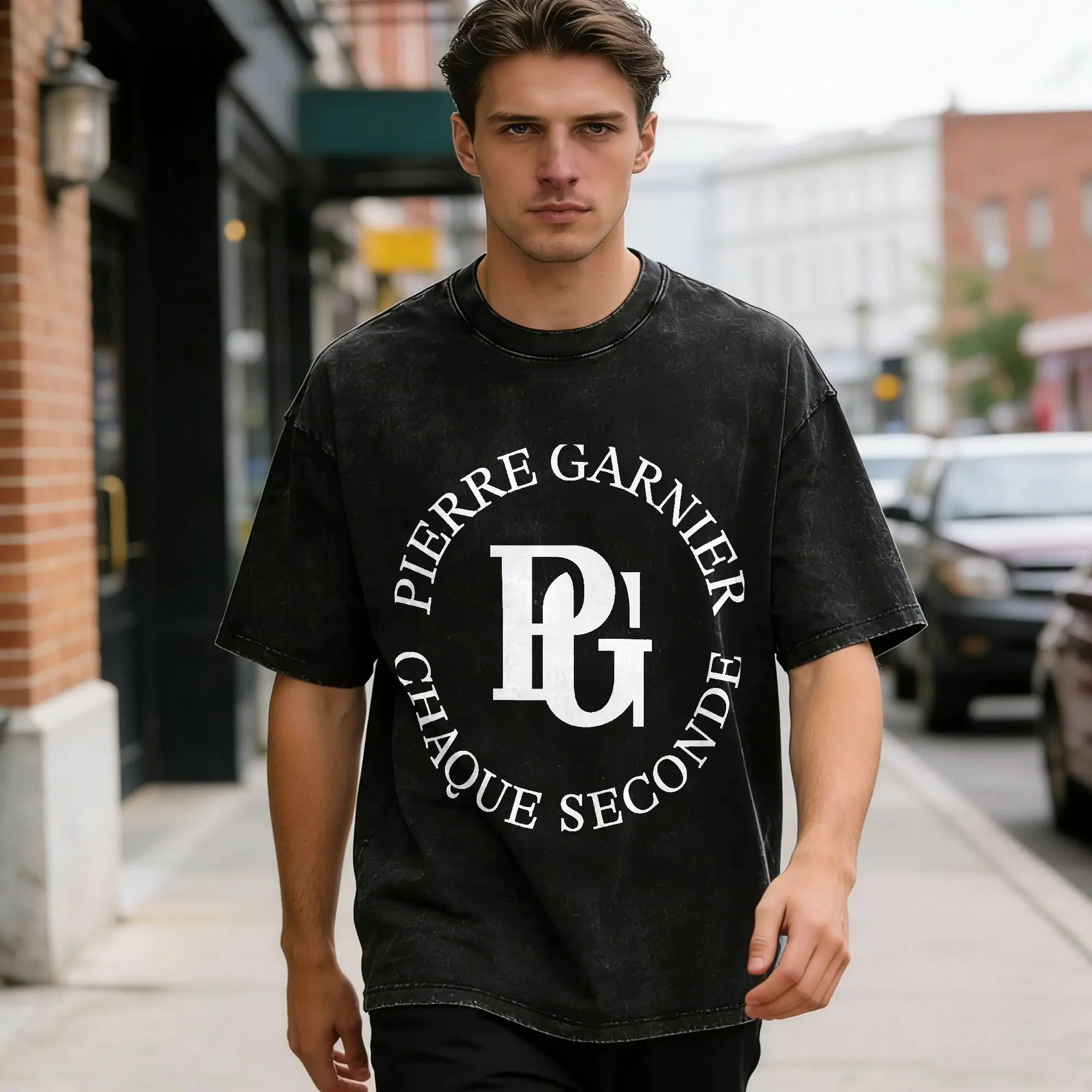 Camiseta Pierre Garnier Chaque Seconde Tour para hombre, camisetas divertidas de algodón, camisetas de manga corta con cuello redondo, camisetas de verano