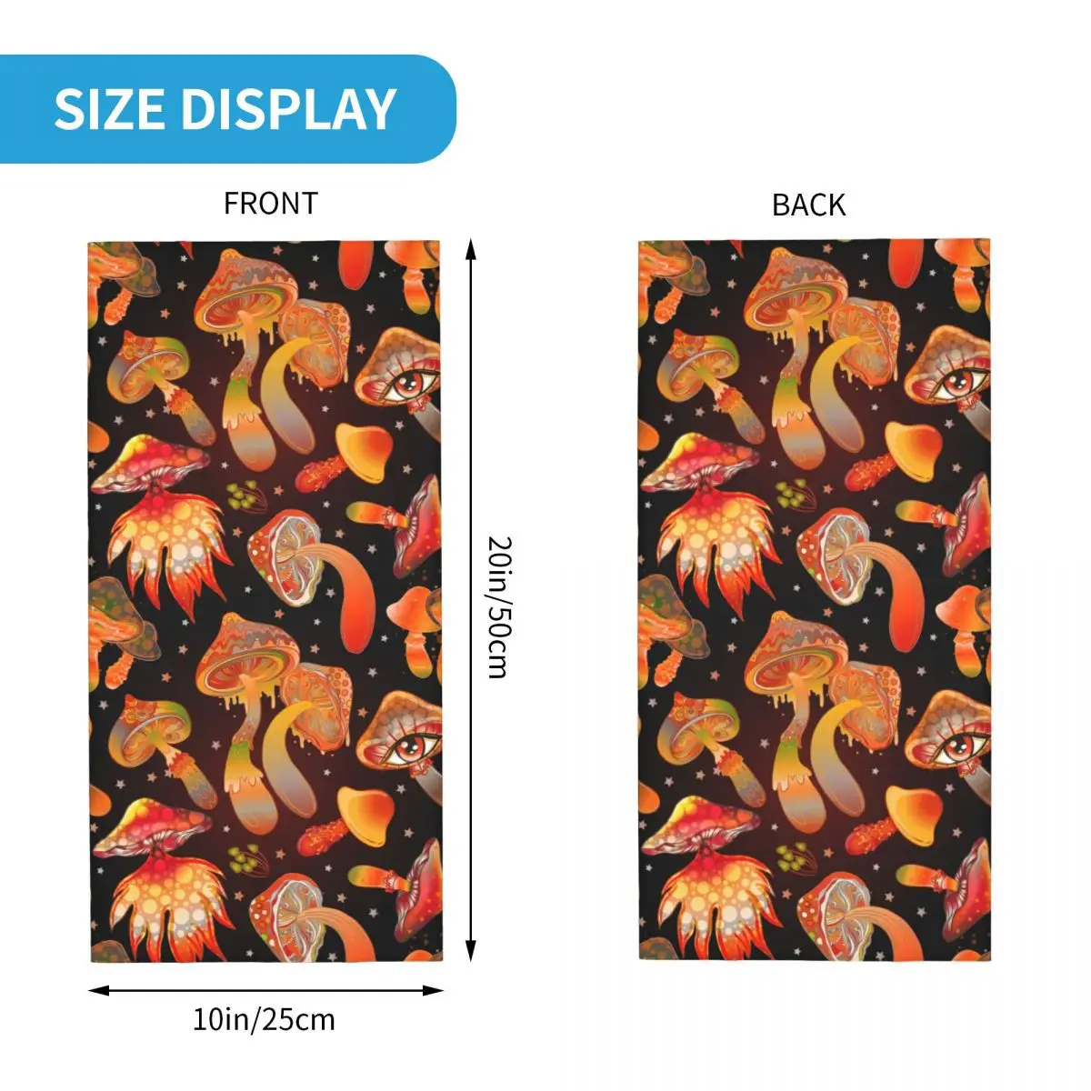 Custom Magic Psychedelic Mushrooms Pattern Trippy Bandana Neck Gaiter for Hiking Hunting Women Men Wrap Scarf Headband Warmer