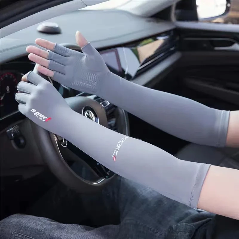 UV Solar Arm Sleeves Men Cycling Gloves Hand Long Sleeves Driving Arm Cover Summer Woman Cool Muff Sun Protection Motorcyclist