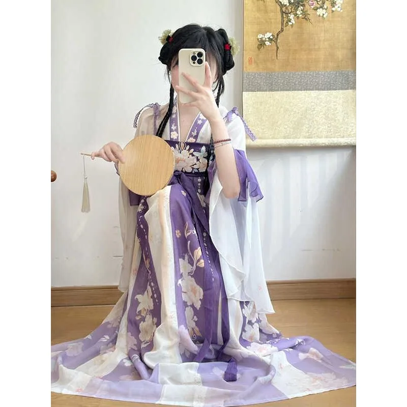 المرأة الصينية التقليدية القديمة أنيقة فستان هانفو الجنية التطريز مرحلة الرقص الشعبي زي الرجعية سونغ سلالة مجموعات #2