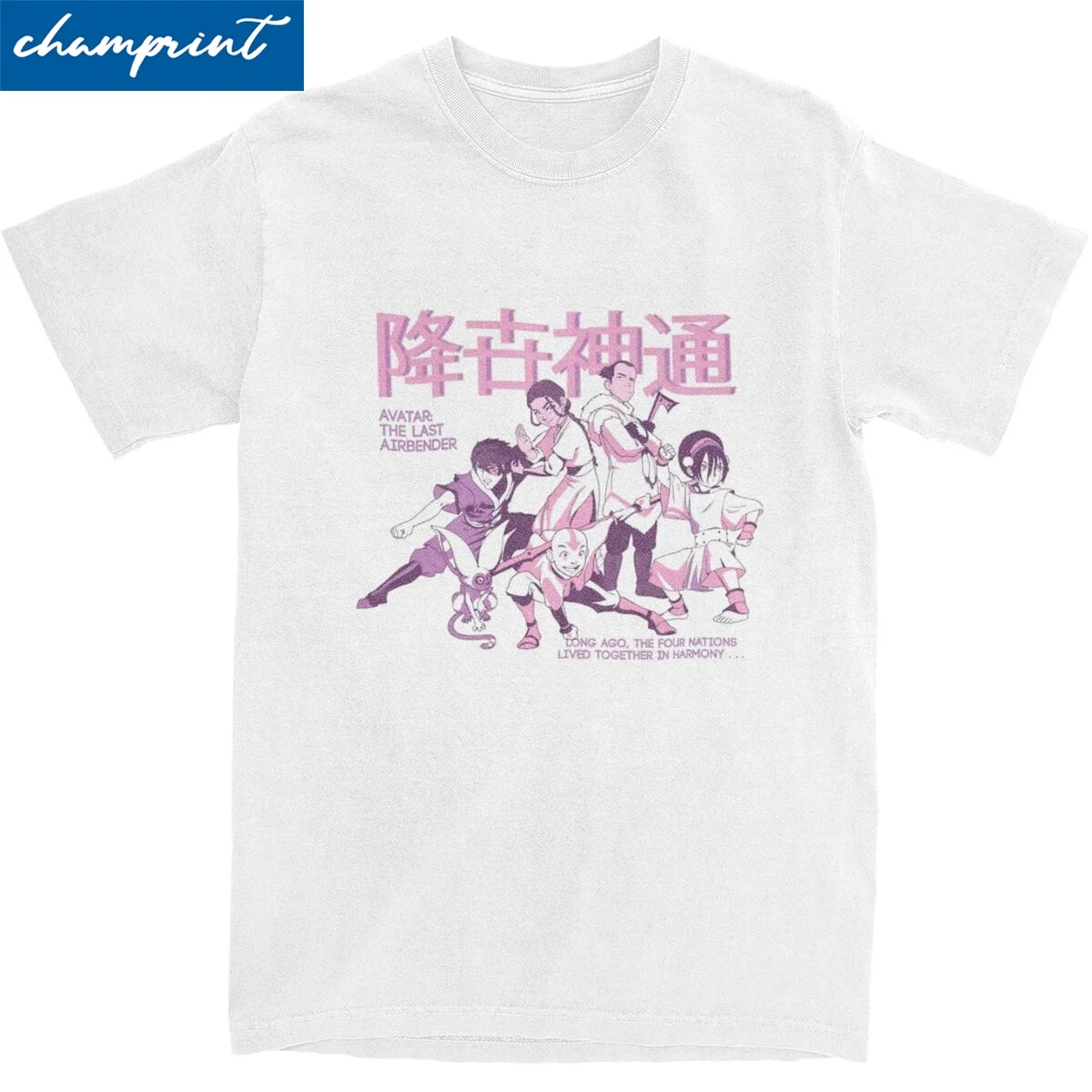 Leisure Avatar The Last Airbender Pastel Kanji Group Shot T Shirt Unisex Round Neck Short Sleeve Top Tee Cotton Tops