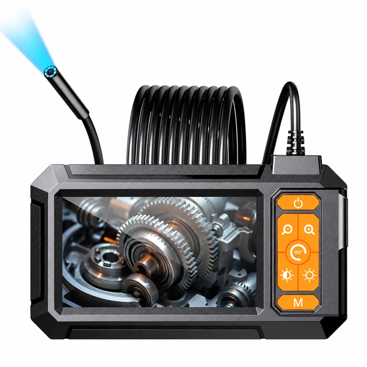 4,3'' IPS-Bildschirm Industrie-Endoskop 8MM Sonde 8LEDs Auto-Inspektions-Boreskop Wasserdichte Rohrleitungs-Kamera 2600mAh 5M Starres Kabel