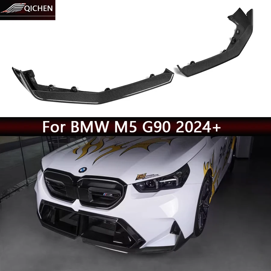 

For BMW M5 G90 2024+ Dry Carbon Fiber Front lip Car Front Bumper Diverter Spoiler Diffuser chin Shunt Car Accessories Body Kit