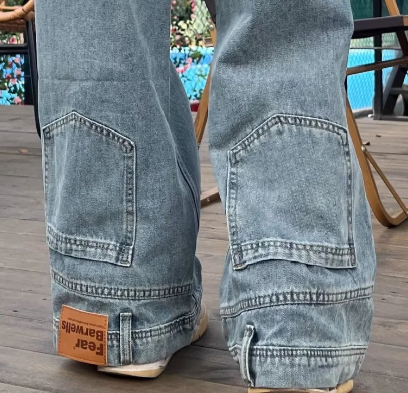 

Fashion American Retro Baggy High Waisted Jeans Woman High Street Denim Pants Reversible Trousers Streetwear Loose Jeans w23