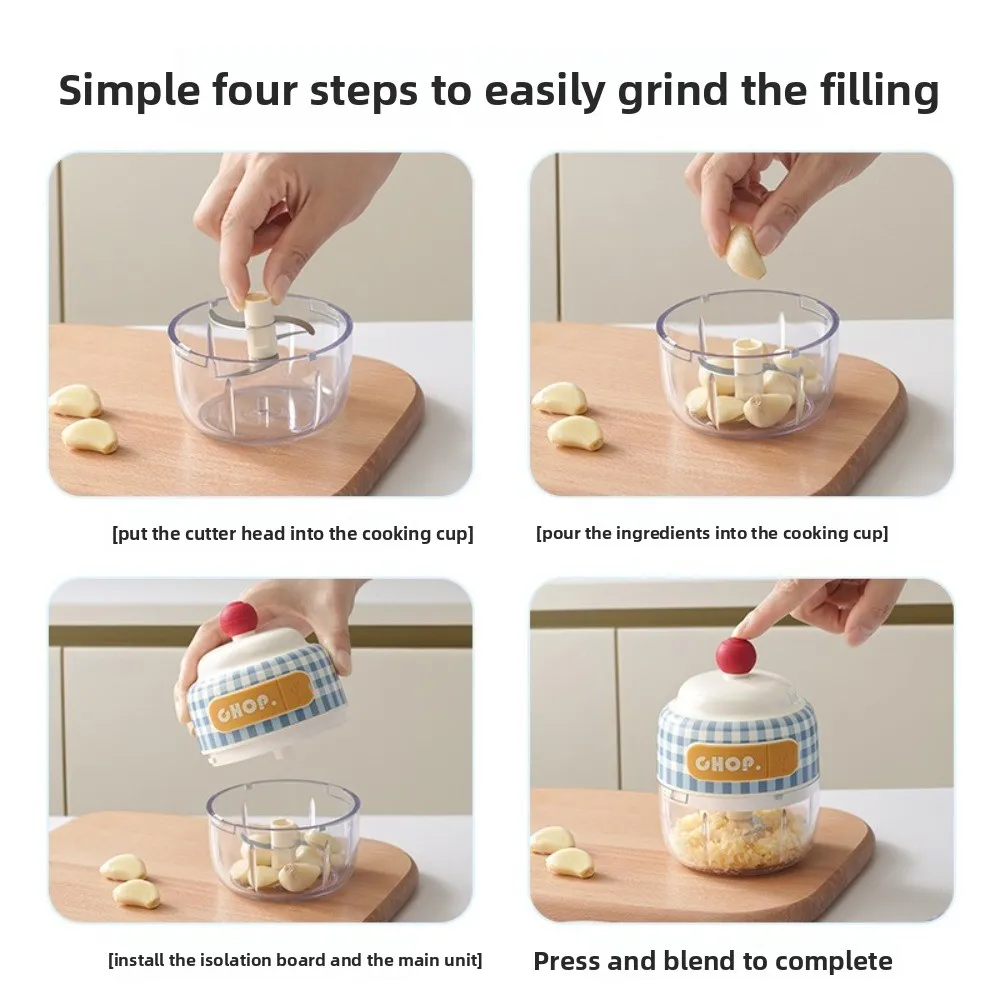 Portable Electric Garlic Chopper Detachable Multifunctional Food Processor Mini Wireless Handheld Garlic Crusher