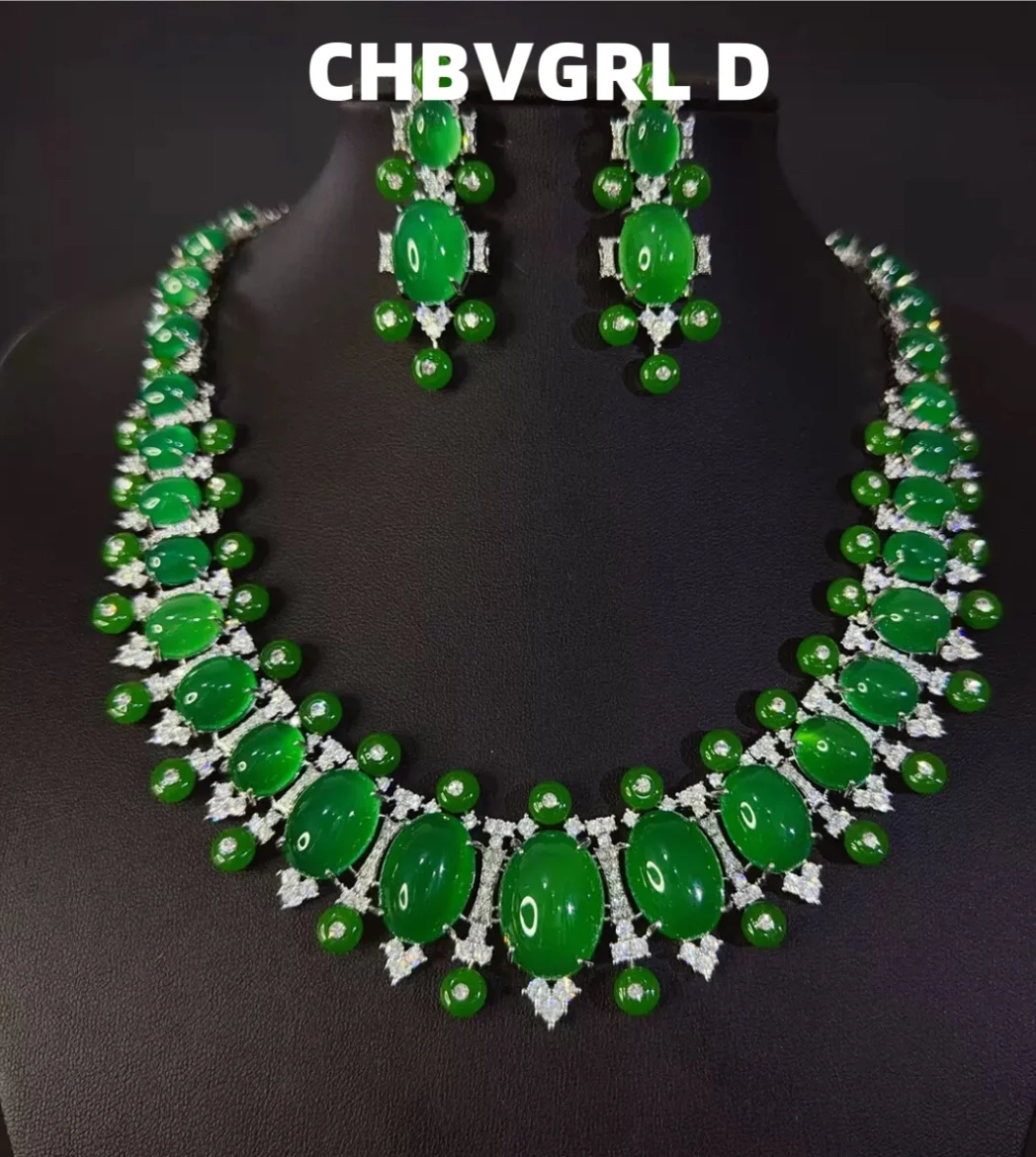 

[Luxury] Round Pearl and Zircon Necklace and Earrings Set, High-end Sensation, Banquet, Wedding, Jewelry, Women's Jewelry, Party