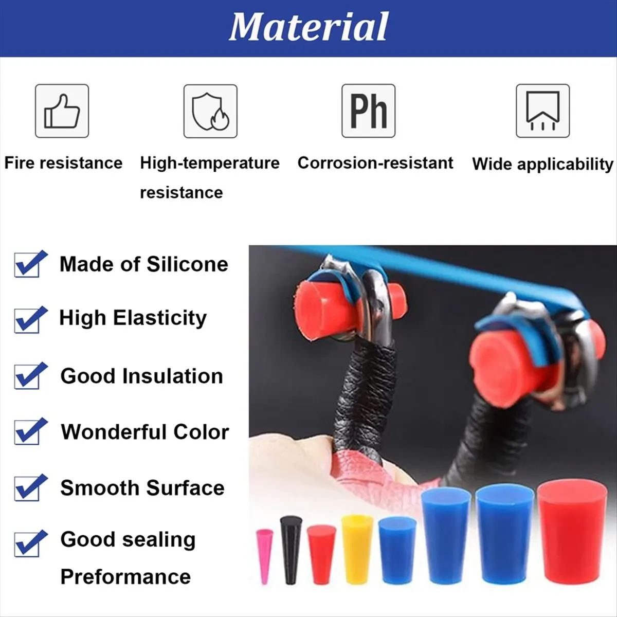 A56K 105Pcs 1/16Inch to 5/8Inch Silicone Rubber Tapered Plug Assortment Kits for Masking Off Holes During Powder Coating