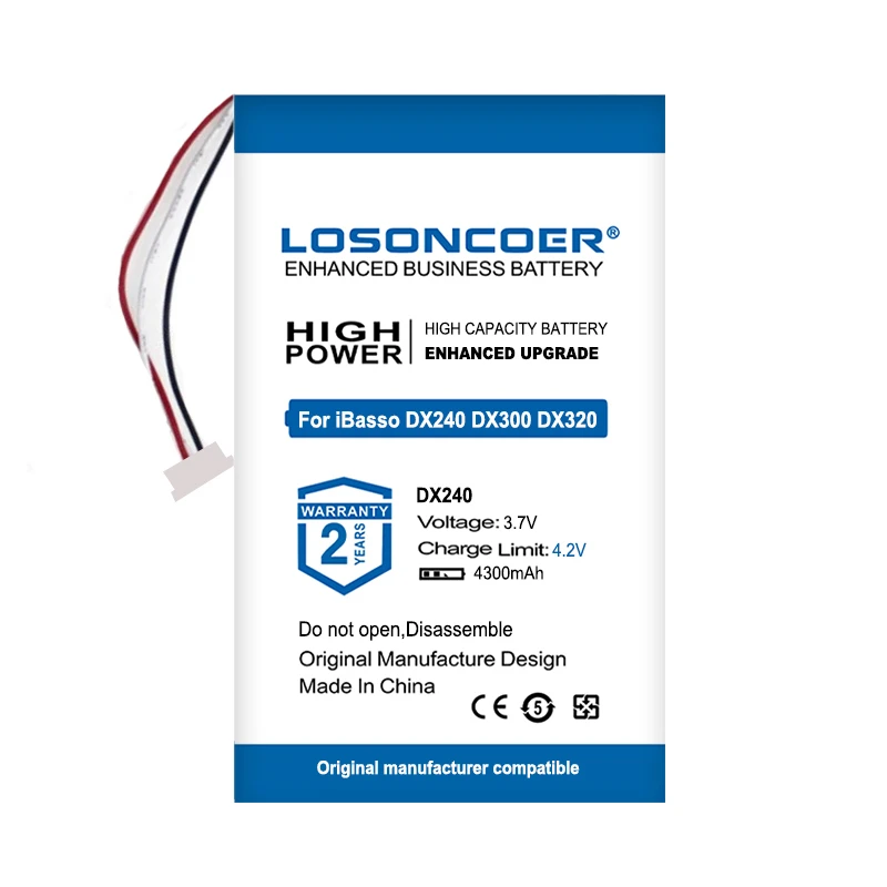 LOSONCOER Battery 4300mAh For iBasso DX240 AMP8MK2 DX320 Player Baatey