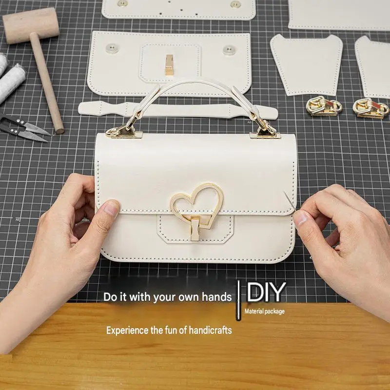 DIY Cambridge Bags Sewing Set PU Leather Crossbody Bag Making Materials Kit for Women Handmade Handbag Semi-finished Accessories
